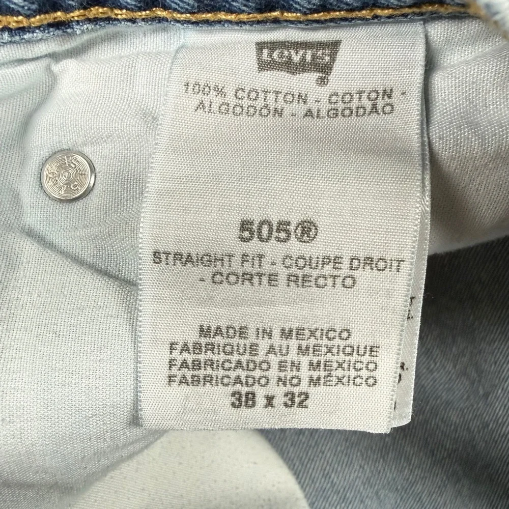 Y2k Levis 505 Jeans Mens 38x32 (36x31) Blue Medium Wash Regular Fit Straight‎